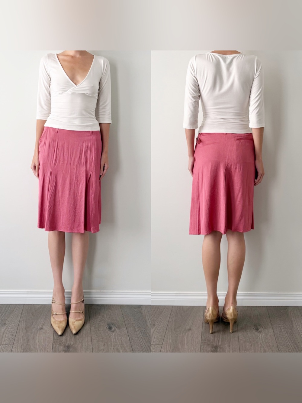 Golden Goose pink silk midi skirt